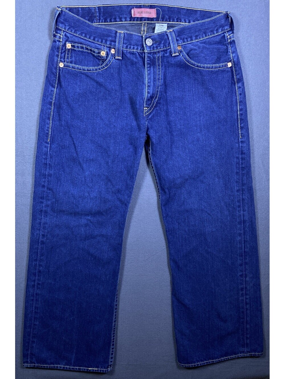 VTG Levis Type 1 Real Loose Jeans Mens 38x30 40x30 Blue Denim Wide Leg Baggy Y2K